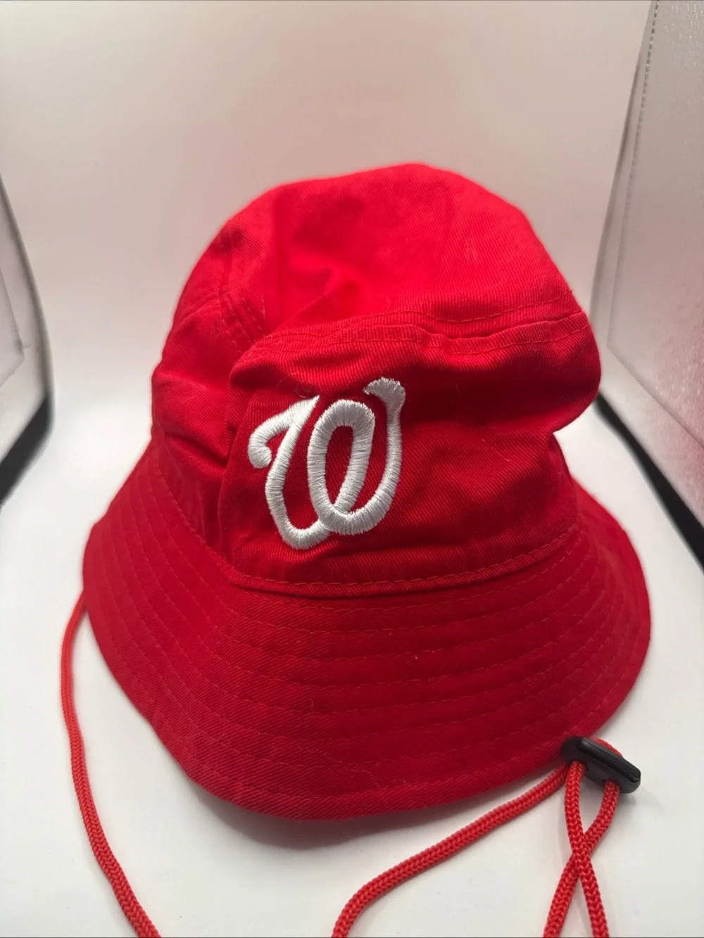 Kids Washington Nationals Red Bucket Hat with White Embroidered Logo